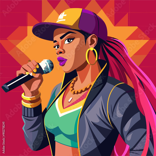 black hip-hop gangsta girl vector illustration