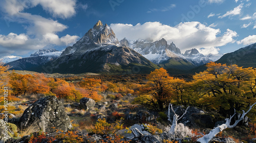 uncharted mountain landscape in the heart of Patagonia photo