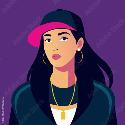 black hip-hop gangsta girl vector illustration
