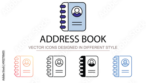 Address Book icon design with white background stock illustration