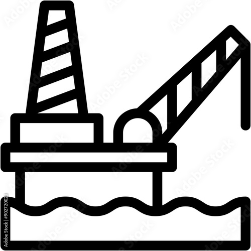 Vector Icon Sea Mining, Oil Platform, Industrial, Petroleum, Industry, Machine, Oil Rig