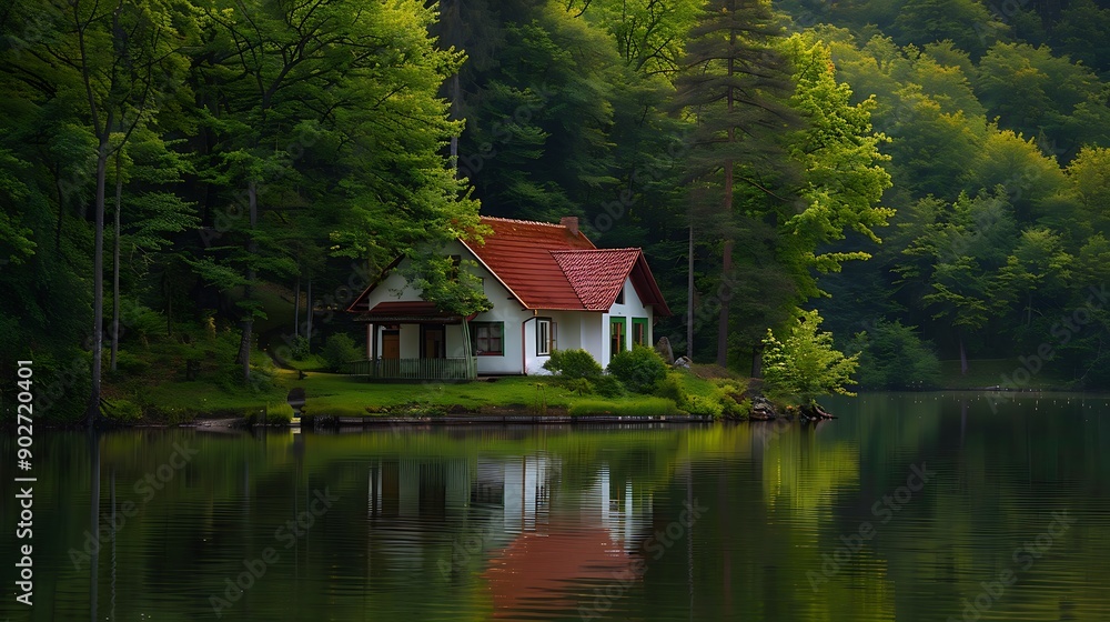Fototapeta premium Cottage by the lake