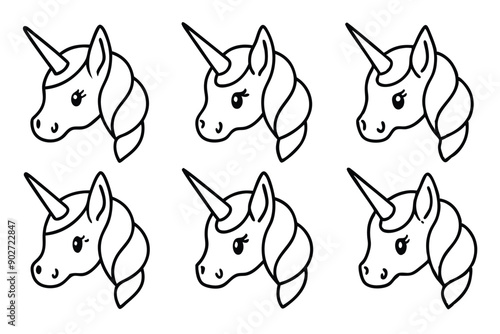 Unicorn head line art illustration Design Concepts
