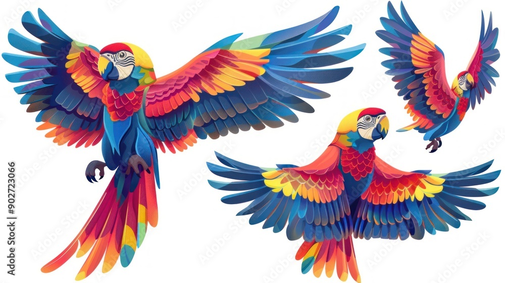Colorful Parrot Oil Painting With Beautiful Wings Picture For Children Colorful Parrot Oil Painting With Beautiful Wings Picture For Children