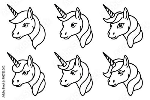 Unicorn head line art illustration Design Concepts