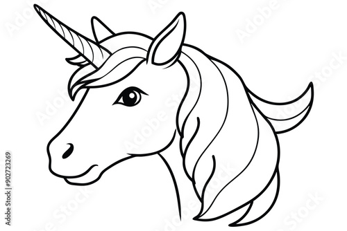 Unicorn head line art illustration Design Concepts