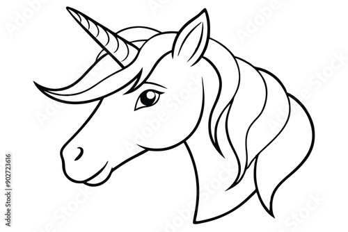 Unicorn head line art illustration Design Concepts