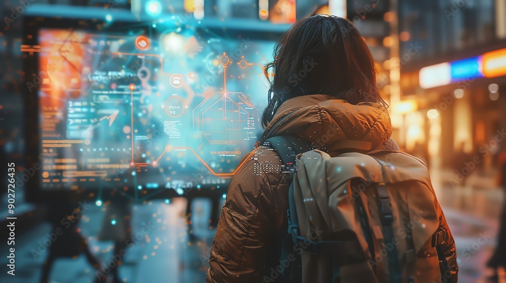 A traveladventurethemed image of an AI assistant helping a traveler with navigation, more clarity with clear light and sharp focus, high detailed A traveladventurethemed image of an AI assistant helping a traveler with navigation, more clarity with clear light and sharp focus, high detailed