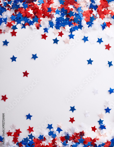 Red, white and blue star on white background, Independence day or president election. America, USA