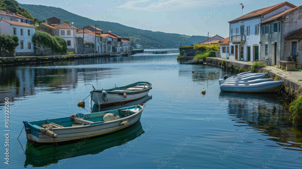 A small town with a river running through it A small town with a river running through it