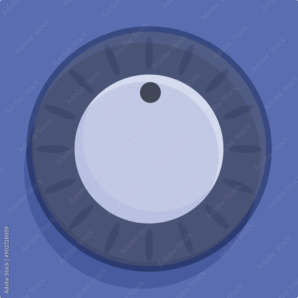 Round control knob adjusting settings on control panel, regulating and customizing device functionality Round control knob adjusting settings on control panel, regulating and customizing device functionality