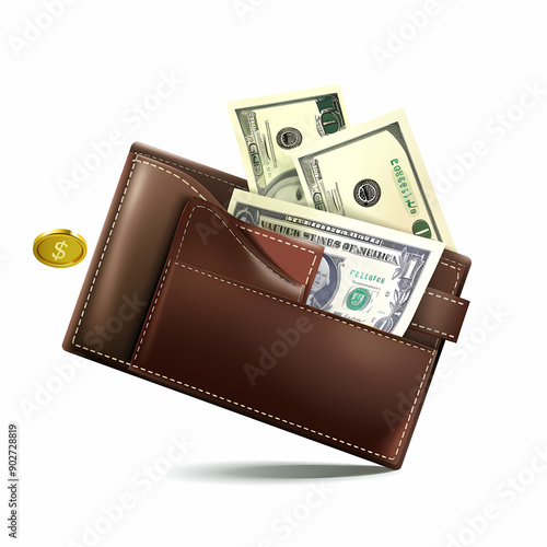 Full wallet with money pop isolated on white vector image