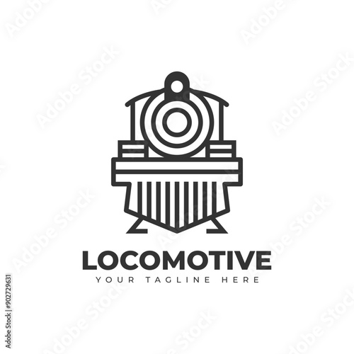 old locomotive train logo design template illustration