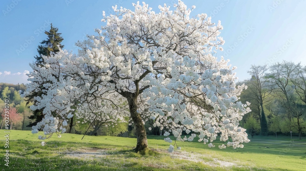 Cherry tree in bloom with lovely white flowers spring scenery Cherry tree in bloom with lovely white flowers spring scenery