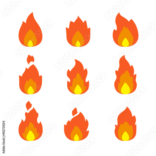 fire vector.Fire design with different shapes elements