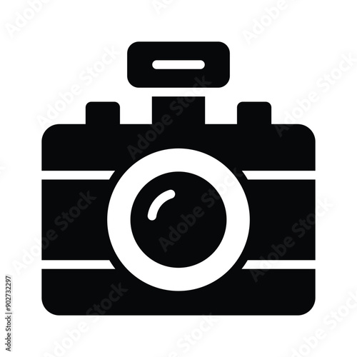 Trendy icon of digital camera, used for capturing moments and making memories