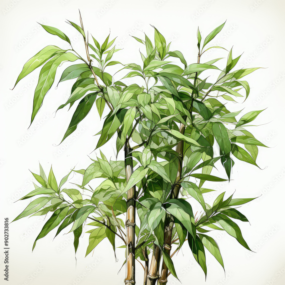 Obraz premium Watercolor Bamboo, clipart Illustration, Generative Ai