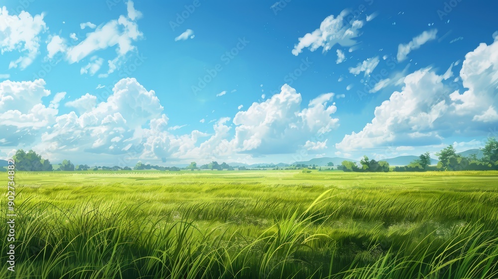 Grassy plains under a blue sky Grassy plains under a blue sky