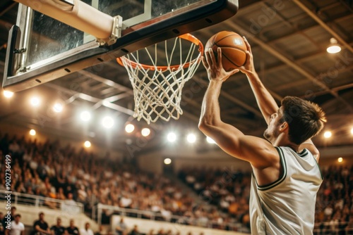 Scoring the winning points at a basketball game