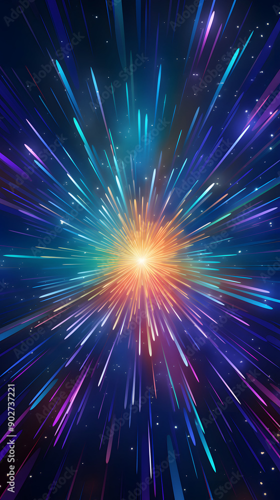 Fototapeta premium Digital technology purple green laser linear outline graphic poster background