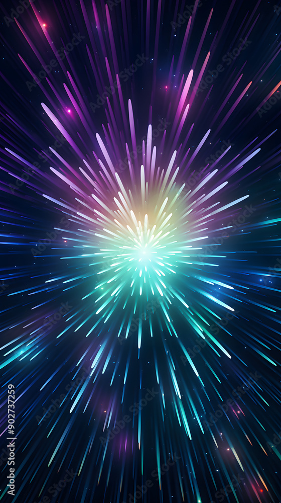 Fototapeta premium Digital technology purple green laser linear outline graphic poster background