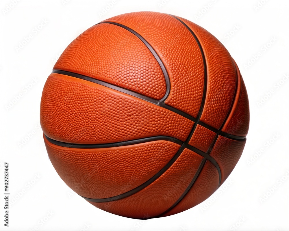 Close-Up View of a Textured Orange Basketball on White Background Close-Up View of a Textured Orange Basketball on White Background