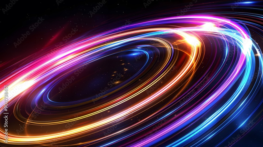 Vector abstract circle neon light line round frame colorful blue purple isolated on black background. Technology modern concept. Vector abstract circle neon light line round frame colorful blue purple isolated on black background. Technology modern concept.