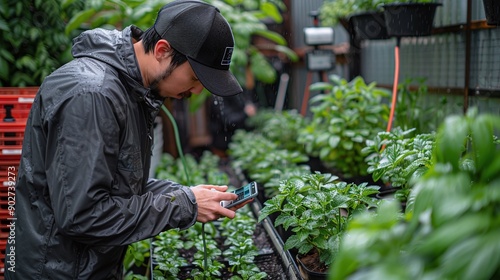 Technology in Agricultural field, cultivated and plantation with futuristic smart objects