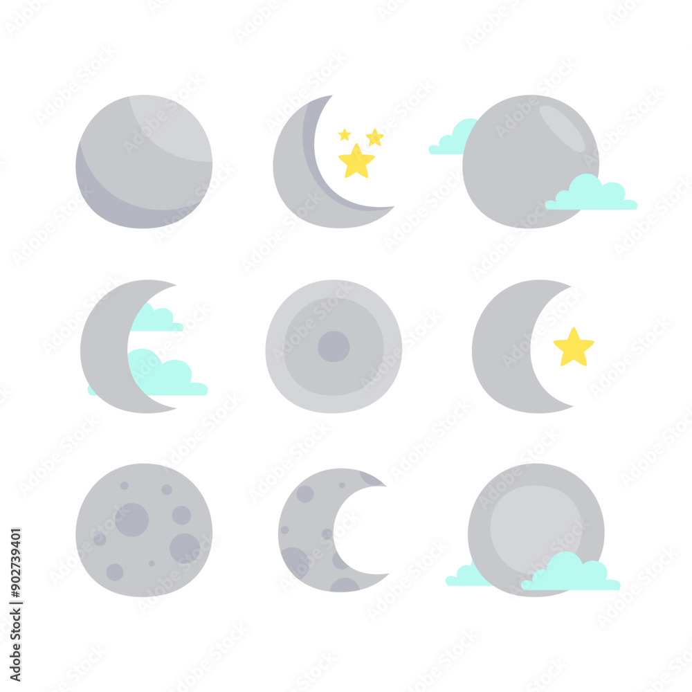 moon vector. various shapes of full moon and crescent moon vector. various shapes of full moon and crescent