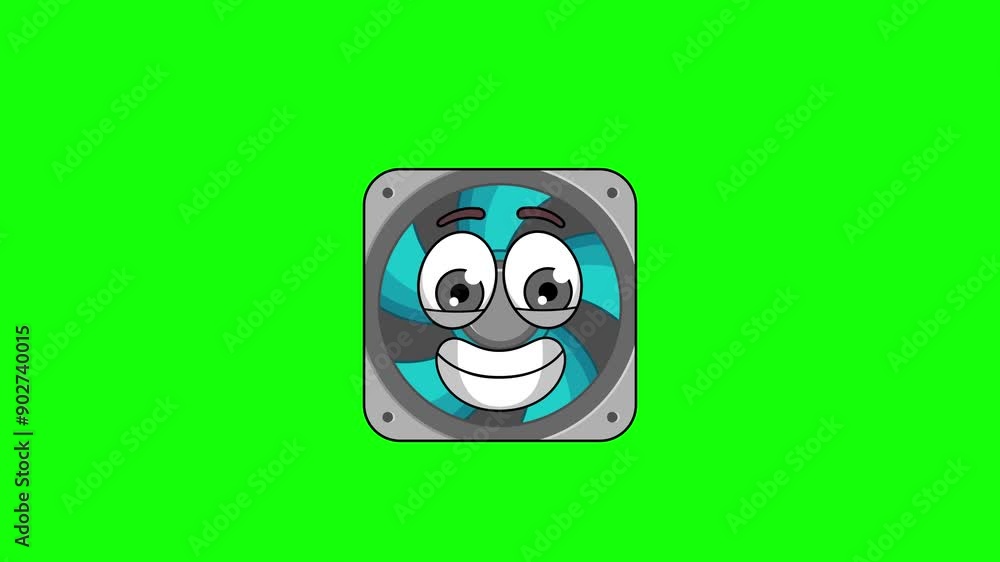 The grimacing face of computer fan mascot, nervousness, embarrassment, or awkwardness The grimacing face of computer fan mascot, nervousness, embarrassment, or awkwardness