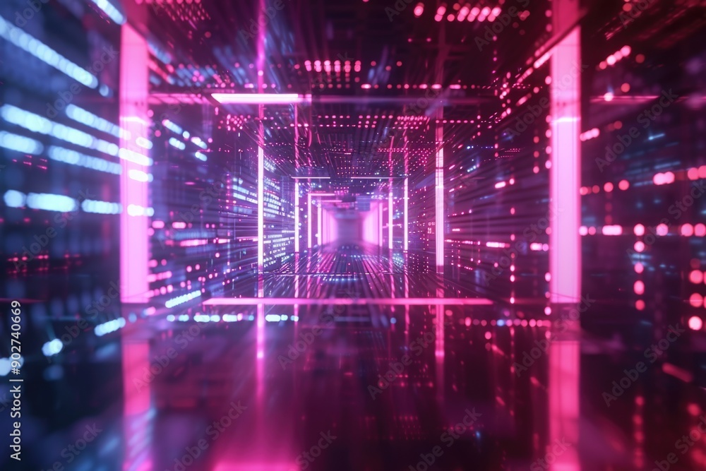 Fototapeta premium A cozy room filled with colorful lights