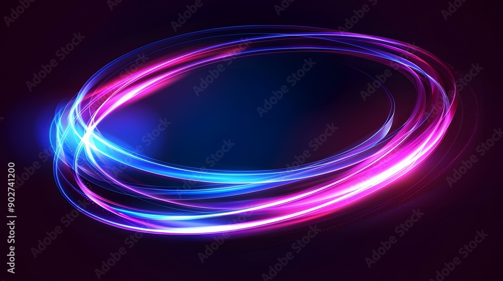 Vector abstract circle neon light line round frame colorful blue purple isolated on black background. Technology modern concept. Vector abstract circle neon light line round frame colorful blue purple isolated on black background. Technology modern concept.