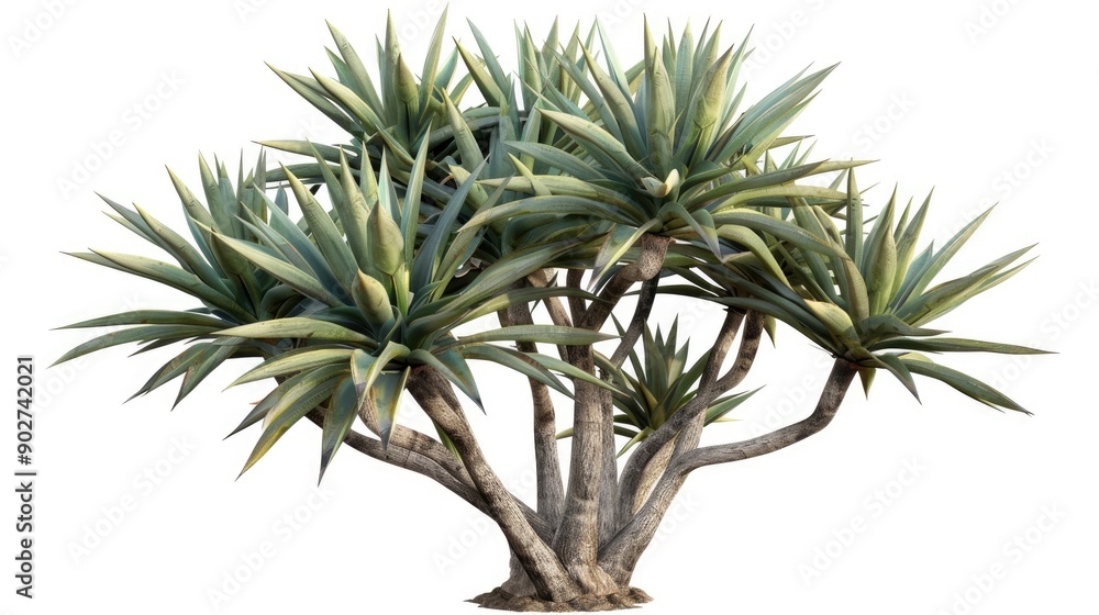 Fototapeta premium Isolated Agave Tree on White Background with Clipping Path