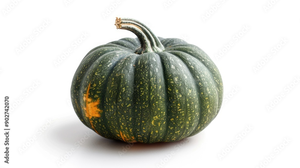 Isolated green pumpkin on a white backdrop Isolated green pumpkin on a white backdrop