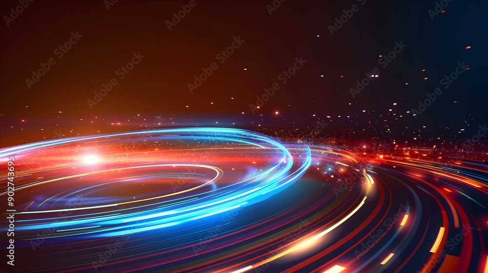 Vector abstract circle neon light line round frame colorful blue purple isolated on black background. Technology modern concept. Vector abstract circle neon light line round frame colorful blue purple isolated on black background. Technology modern concept.