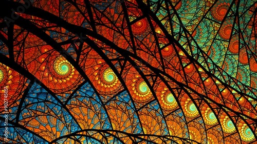 Wallpaper Mural Abstract looping spiral fractal art background, like stained glass. Torontodigital.ca