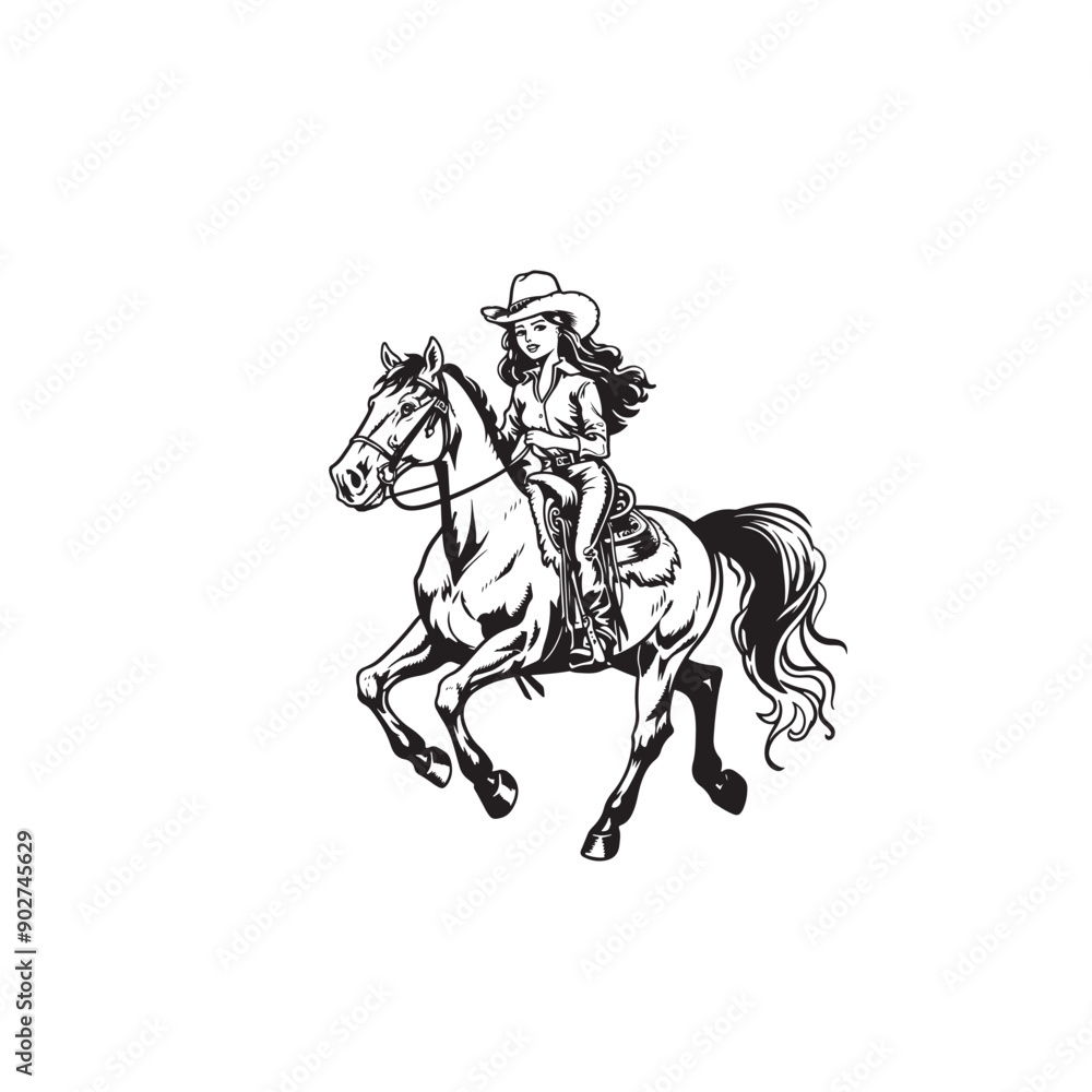 Fototapeta premium Retro Rodeo Cowgirl