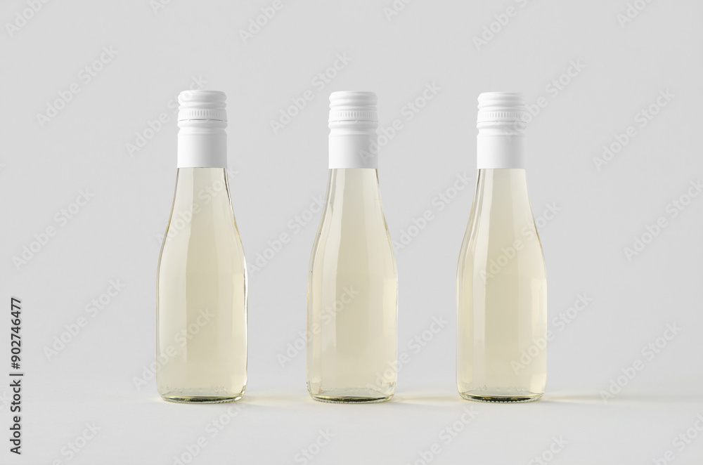 Small white wine bottle mockup. Burgundy, alsace, rhone shape. Small white wine bottle mockup. Burgundy, alsace, rhone shape.