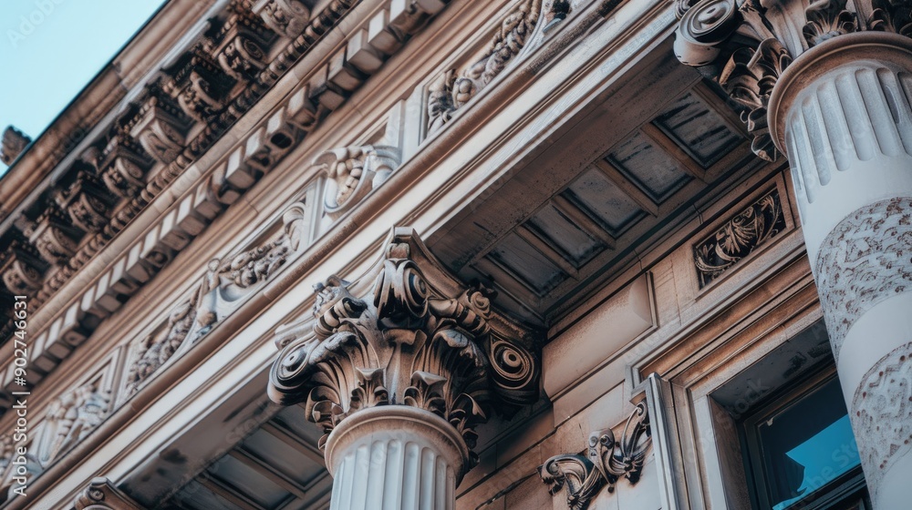 City s classical architecture showcasing stone details and ornamentation City s classical architecture showcasing stone details and ornamentation