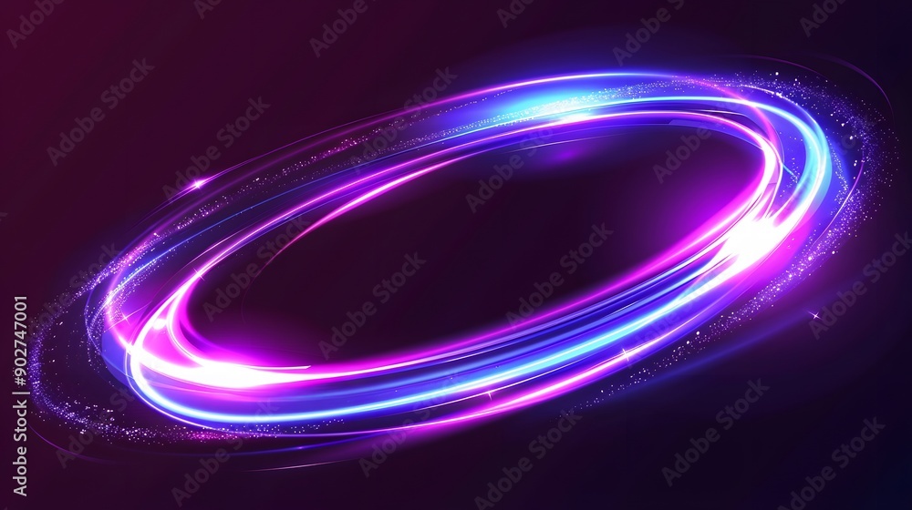 Vector abstract circle neon light line round frame colorful blue purple isolated on black background. Technology modern concept. Vector abstract circle neon light line round frame colorful blue purple isolated on black background. Technology modern concept.