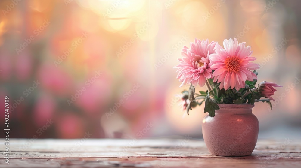 Chrysanthemum on old table with soft light close up shot and copy space Chrysanthemum on old table with soft light close up shot and copy space