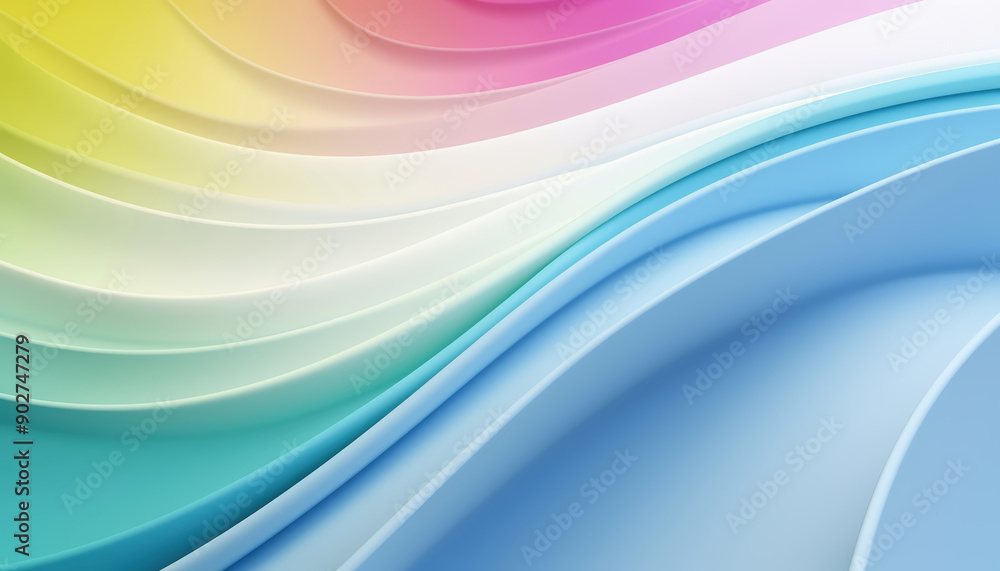 Obraz premium Minimalistic background with soft pastel waves creating a serene and tranquil design, calming decorative elements background