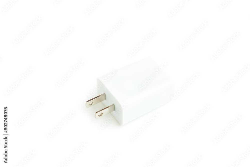 White adapter charger plug with usb port isolated on white background, USB Charger plug White adapter charger plug with usb port isolated on white background, USB Charger plug