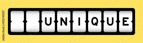 Black color in word unique on slot banner with yellow color background