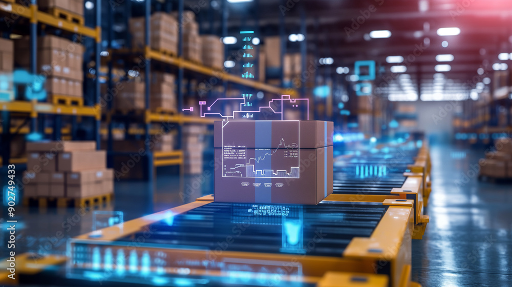 Obraz premium Smart logistics with blockchain for traceable shipments