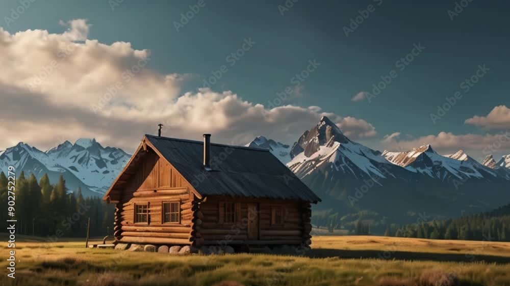 Secluded Wooden Cabin in a Mountain Valley Secluded Wooden Cabin in a Mountain Valley