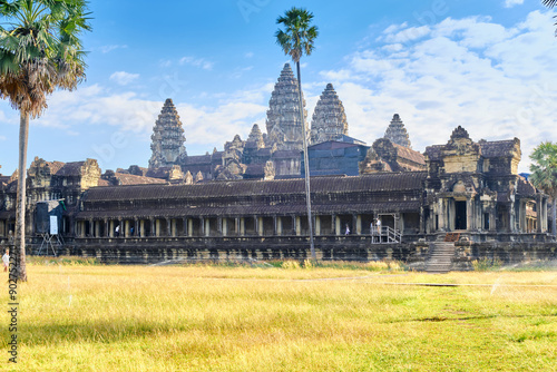 Angkor Wat temple in Siem Reap in Cambodia. Angkor Wat is the largest religious monument in the world.