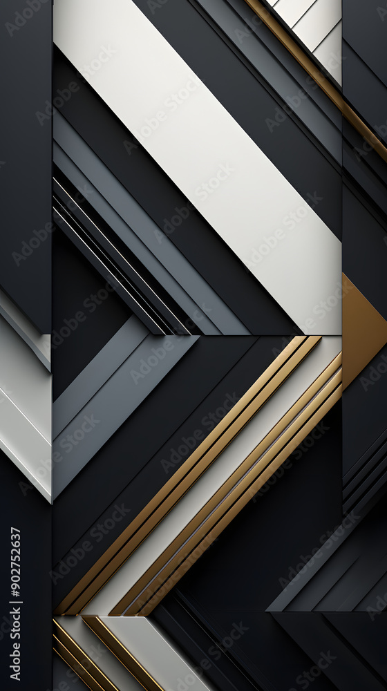 Fototapeta premium Digital black and white diagonal geometric abstract graphics poster background