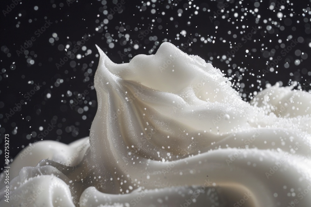A close-up shot of whipped cream on a plate, perfect for food and dessert photography A close-up shot of whipped cream on a plate, perfect for food and dessert photography