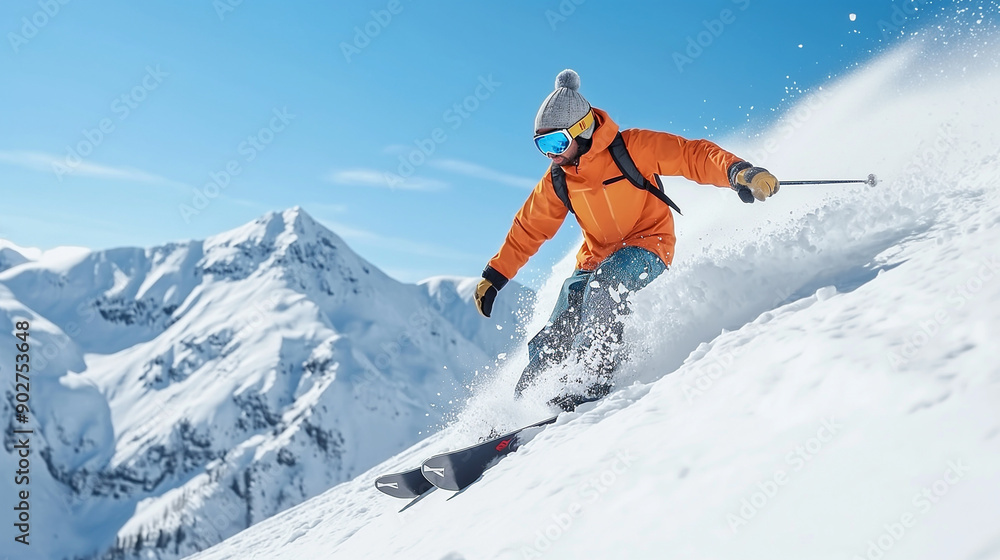 Man snowboarder riding on slope Man snowboarder riding on slope